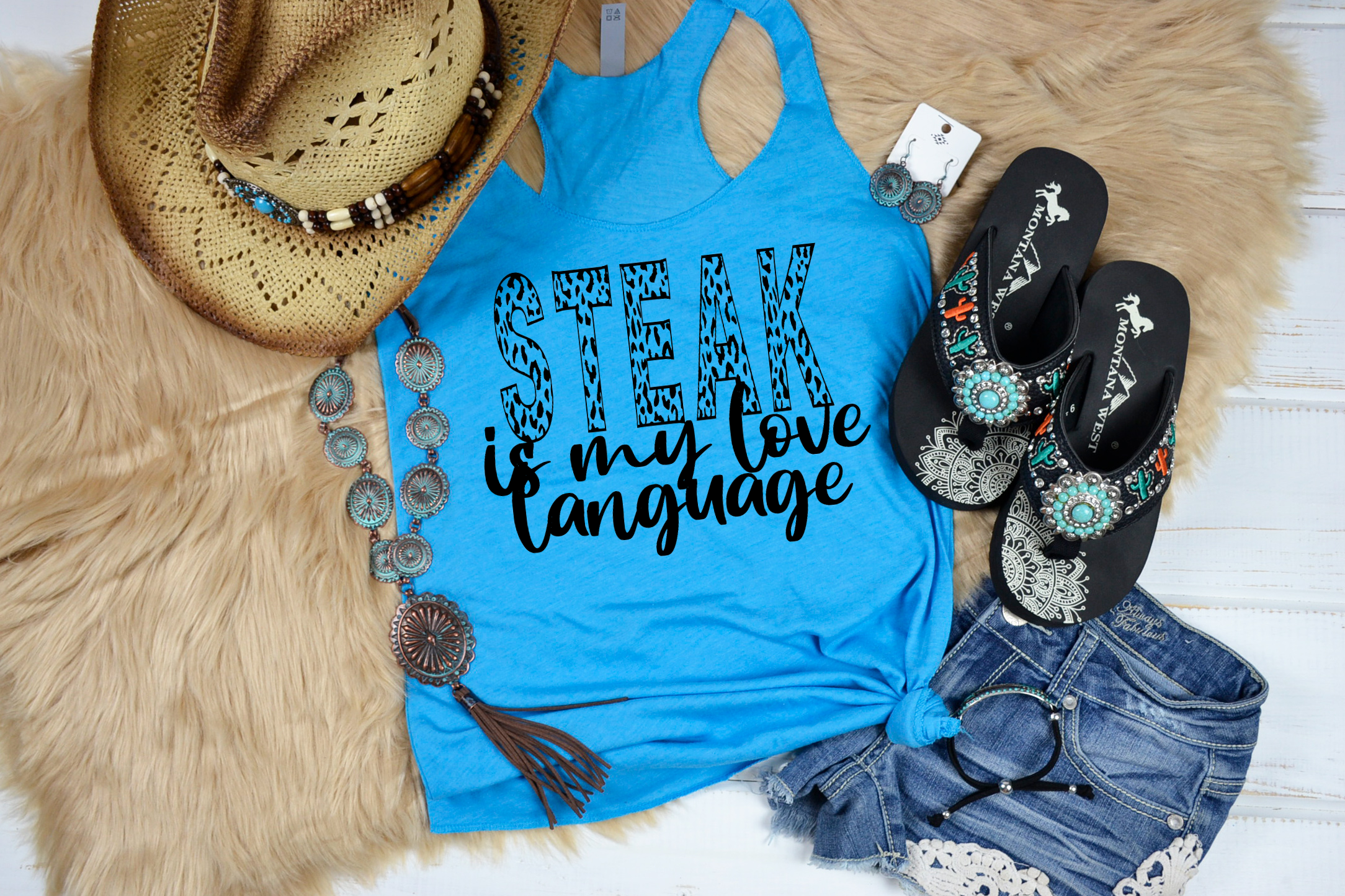Steak is my love language Women's Racerback Tank