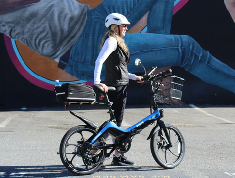 Woman Riding Blaupunkt Folding eBike