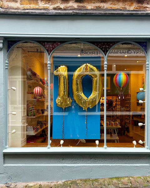 Mary Kilvert Shop & Studio 10 Year anniversary shop window display