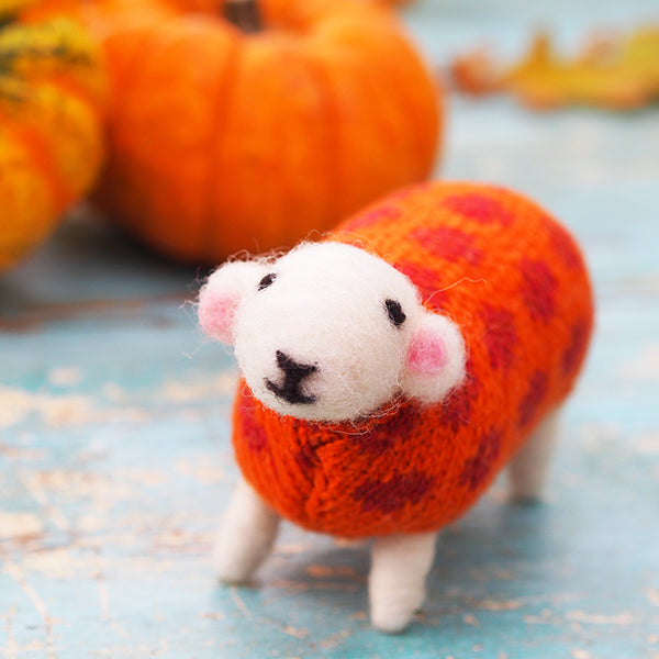 Pumpkin felted sheep by Mary Kilvert