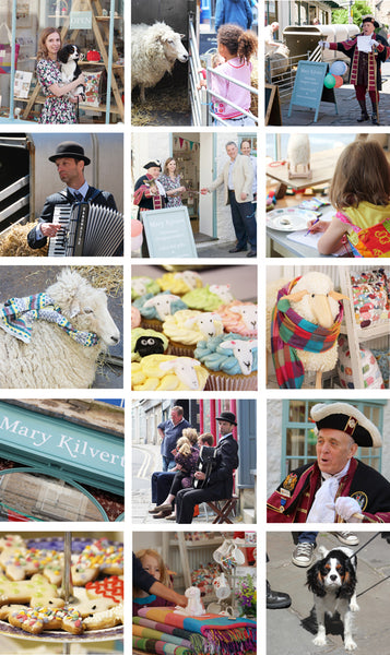 A montage of photographs from Mary Kilvert's Frome shop opening in 2013