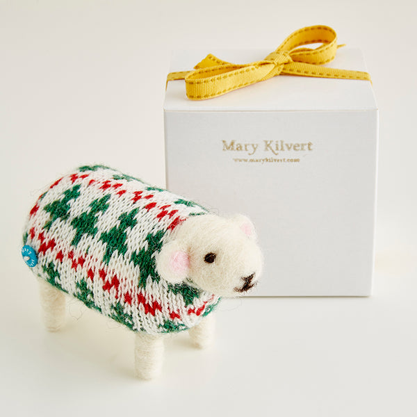 Fern collectible felted sheep in jumper by Mary Kilvert