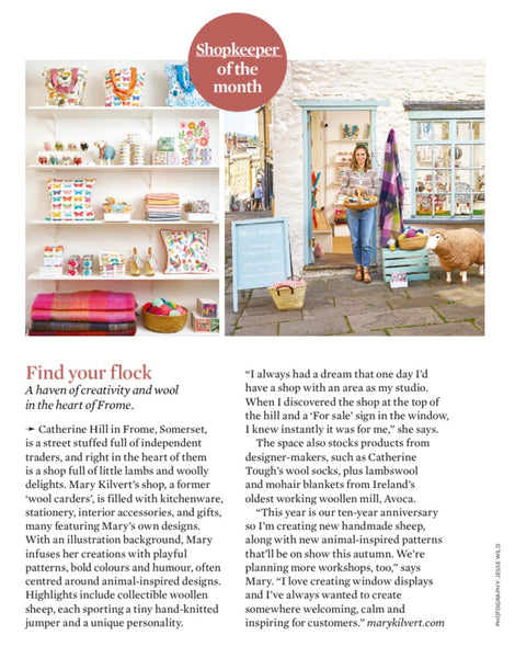 Mary Kilvert in Simple Things Magazine's 'Shopkeeper of the Month' article