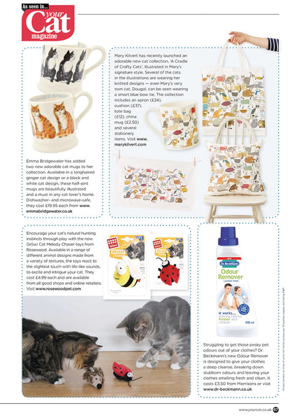 Mary Kilvert's Cradle of Crafty Cats collection in Your Cat Magazine