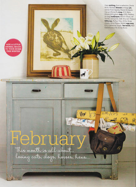Mary Kilvert's Cat and Butterfly Mug in Country Homes & Interiors magazine