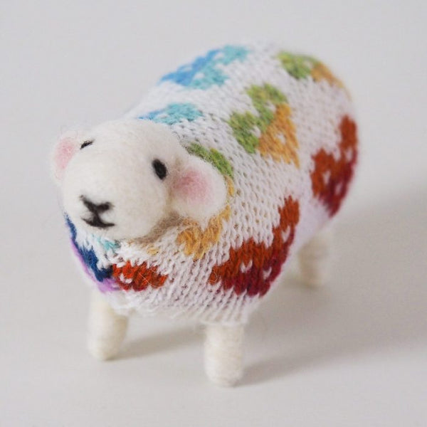 Hope collectible felted sheep in jumper by Mary Kilvert