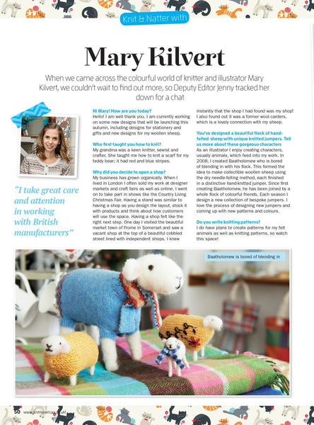 Mary Kilvert article in Knit Now magazine