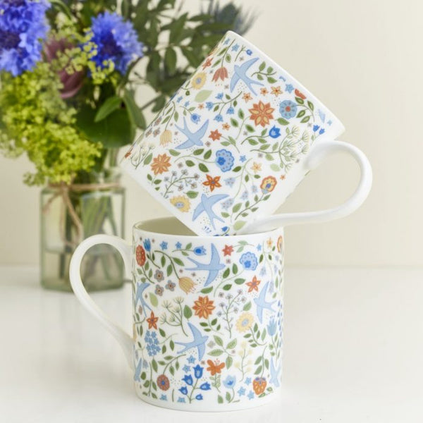 Summer Swallows Mugs by Mary Kilvert