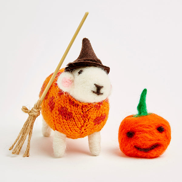 Pumpkin Felted Sheep for Halloween by Mary Kilvert