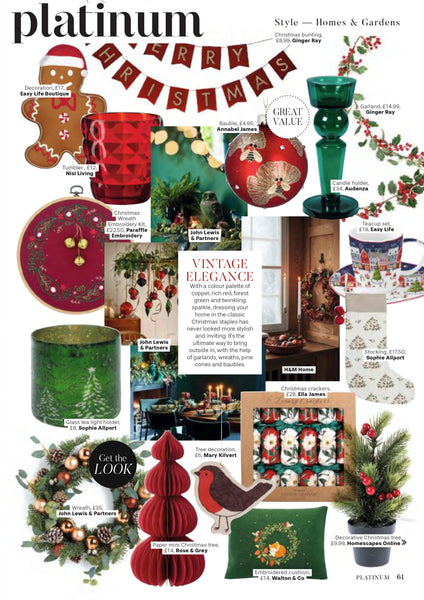 Mary Kilvert Robin Decoration in Platinum Magazine