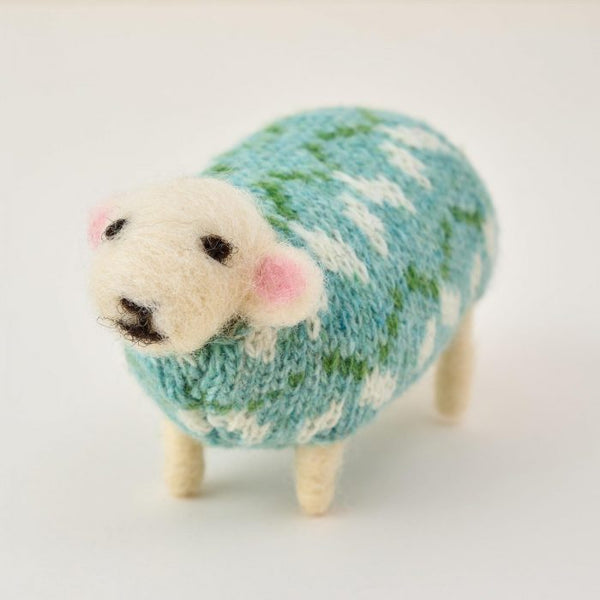 Snowdrop collectible felted sheep in jumper by Mary Kilvert