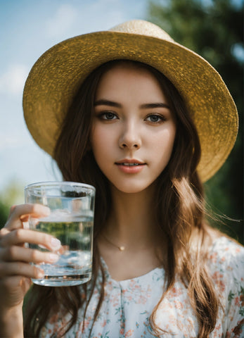 Girl Holding A Glass Of Hydrogen Water