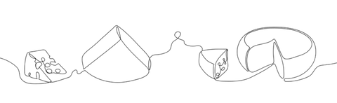 One line drawing of several cheeses