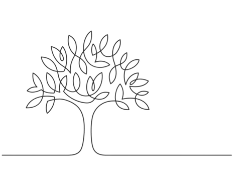 One line drawing of a tree