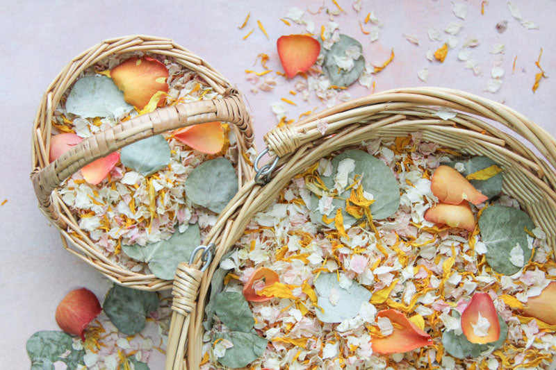 Baskets of petal confetti