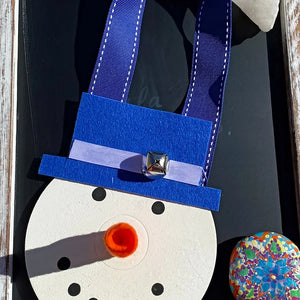 Blue Snowman Ornament - Lala Lotus Co. - Snowman Hat Ornaments