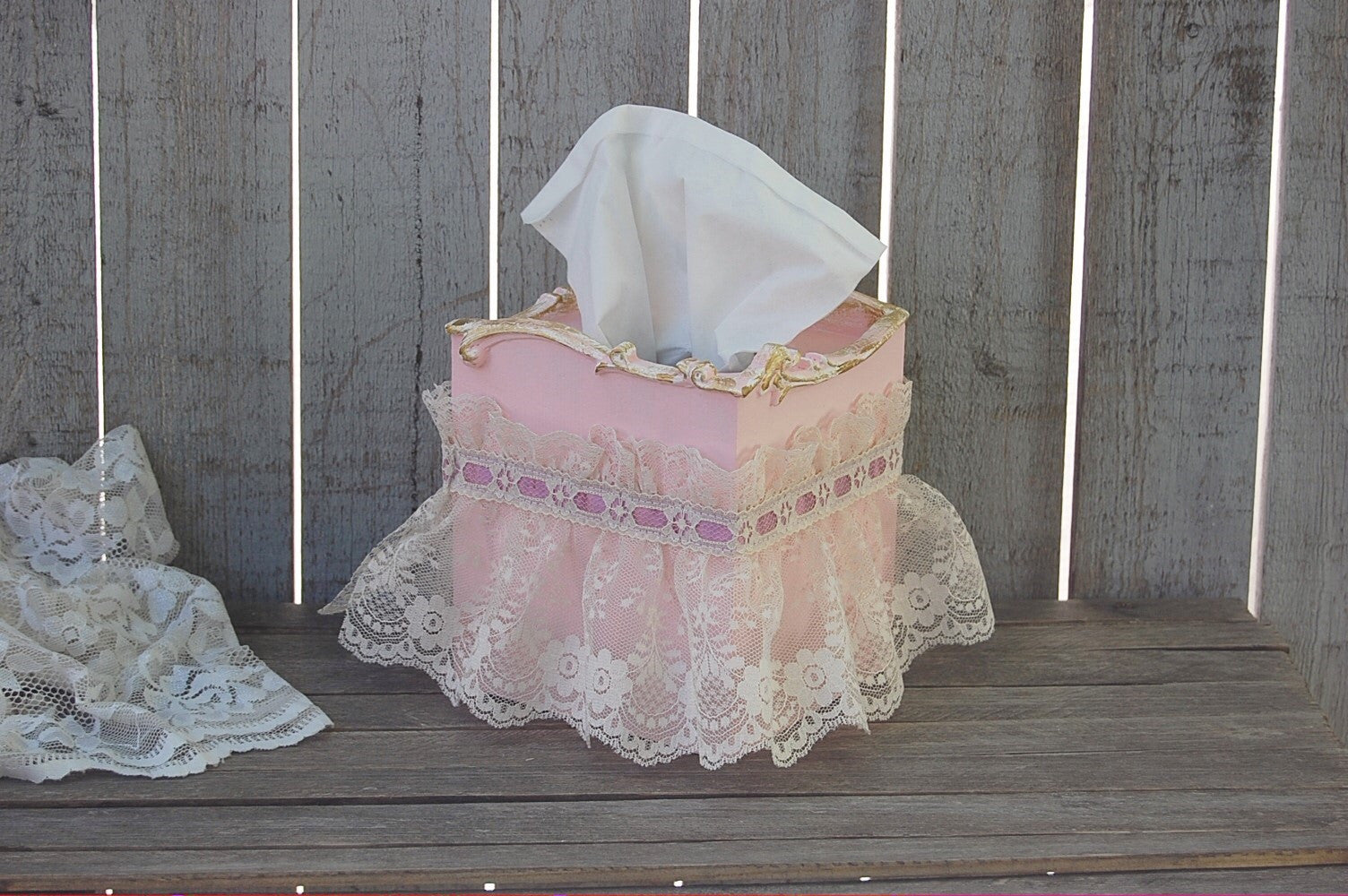 shabby chic tissue box cover