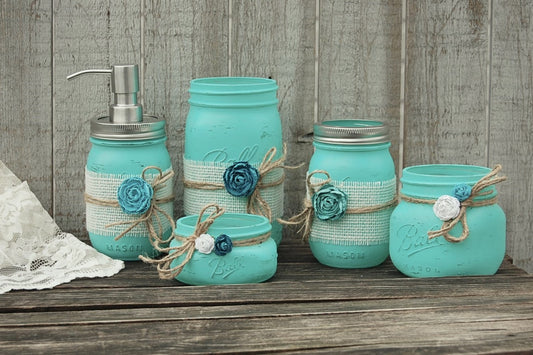 Rustic aqua bathroom set – The Vintage Artistry