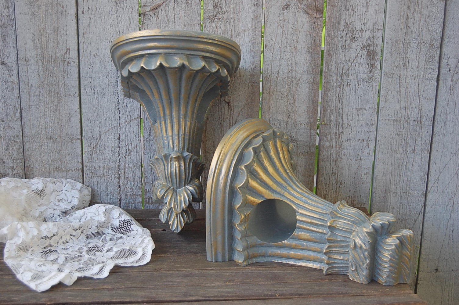 Grey Gold Drapery Sconces The Vintage Artistry