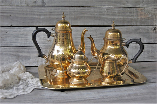 Vintage Brass Coffee and Tea Set Indian Brass Brass Serving -  Canada