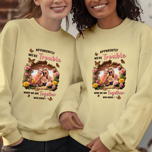 We're Trouble - Custom Photo - Personalized Gifts For Couple - Sweater - PrintKOK