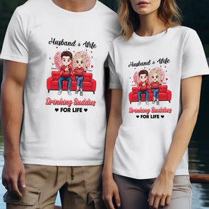 Drinking Buddies For Life - Personalized Gifts for Couples - Unisex T-Shirt - PrintKOK
