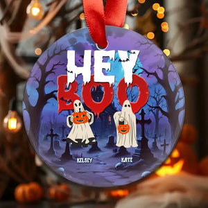 Hey Boo - Custom Name - Personalized Gifts For Family - Acrylic Ornament - PrintKOK