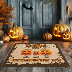 Halloween Is Here - Custom Name - Personalized Gifts For Family - Doormat (24" × 16") - PrintKOK