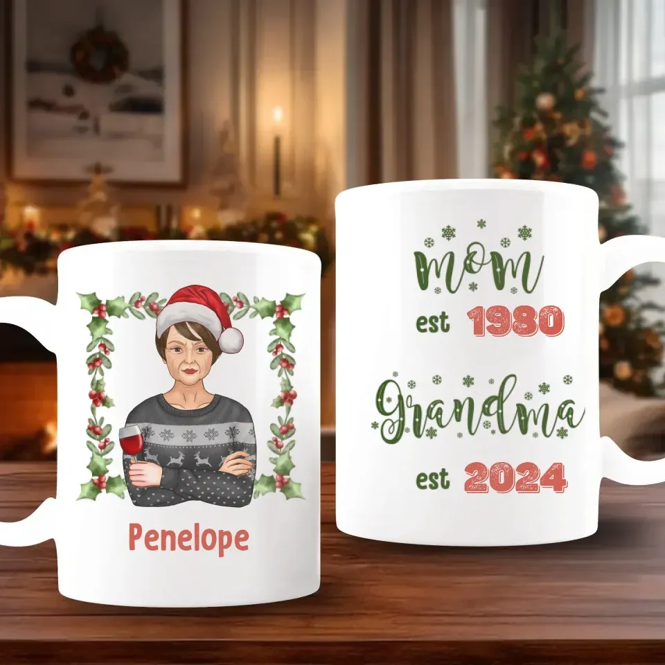 Mom and Grandma Christmas - Custom Name - Personalized Gift For Couples - Mug