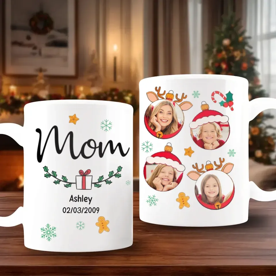 Mom And Her Children - Custom Photo - Personalized Gift For Mom - Mug