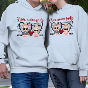 Love Never Fails - Personalized Gifts For Couple - Unisex Hoodie - PrintKOK