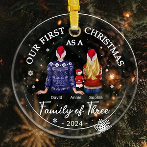 First Christmas As A Family Of Three - Personalized Gifts For Couple - Ornament - PrintKOK