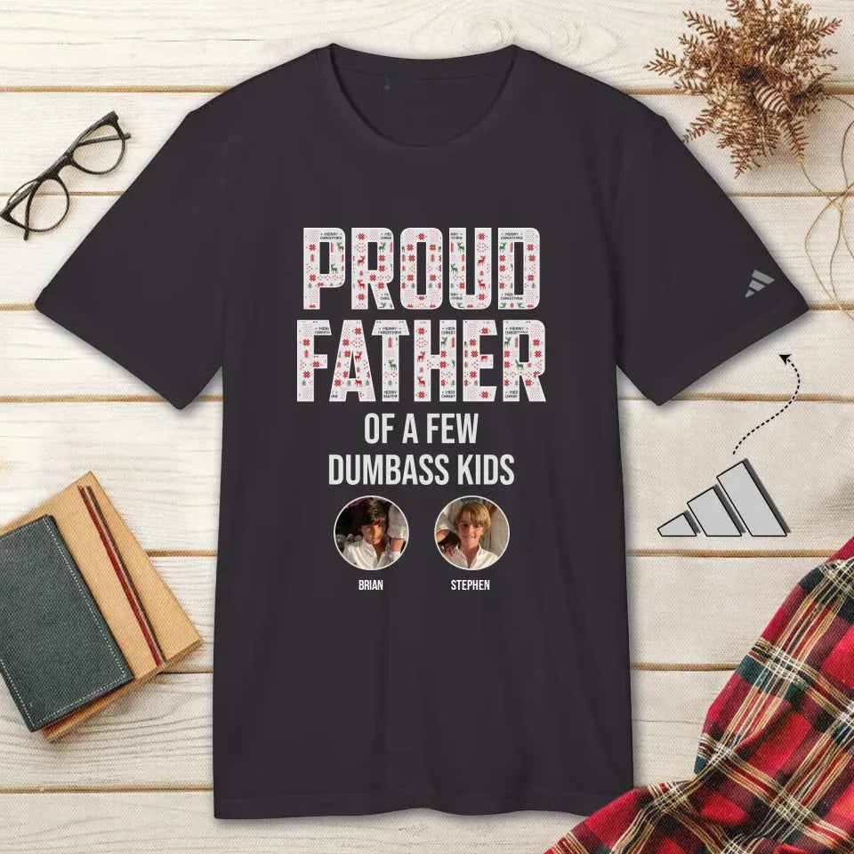 Proud Father Of A Few Kids - Personalized Gifts For Dad - Adidas T-Shirt