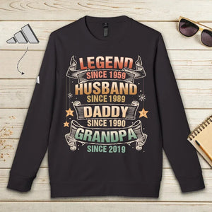 Husband, Father, Grandpa, Legend, His Life - Personalized Gifts For Grandpa - Adidas Sweater - PrintKOK
