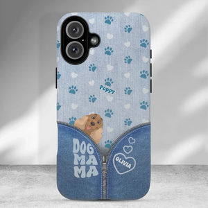 Dog Mom Jean -  Custom Name - Personalized Gifts for Dog Lovers - iPhone Tough Phone Case - PrintKOK
