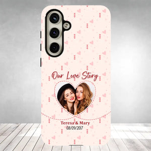 Our Love Story With Girly Vibe - Personalized Gifts For Couples - Samsung Tough Phone Case - PrintKOK