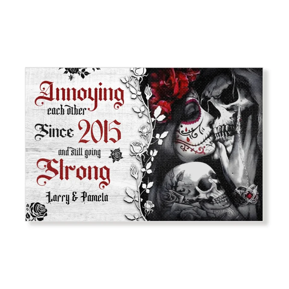Annoying Each Other And Still Going Strong, Rose Wood Frame - Personalized Gifts For Couples - Canvas Gallery Wrap