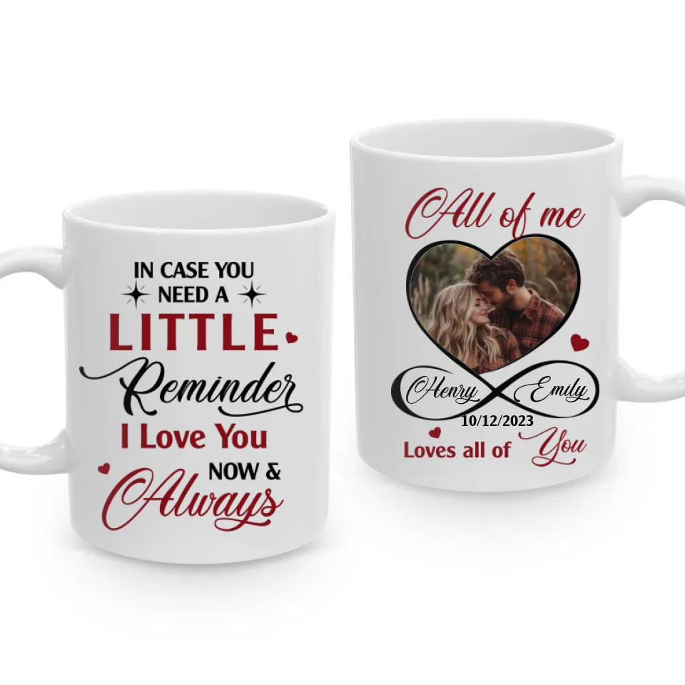 In Case You Need A Little Reminder, Infinity Heart - Personalized Gifts For Couples - Mug