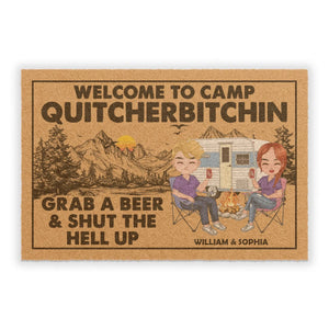 Welcome To Camp Quitcherbitchin - Personalized Gift For Couples - Doormat (24"x16'') - PrintKOK