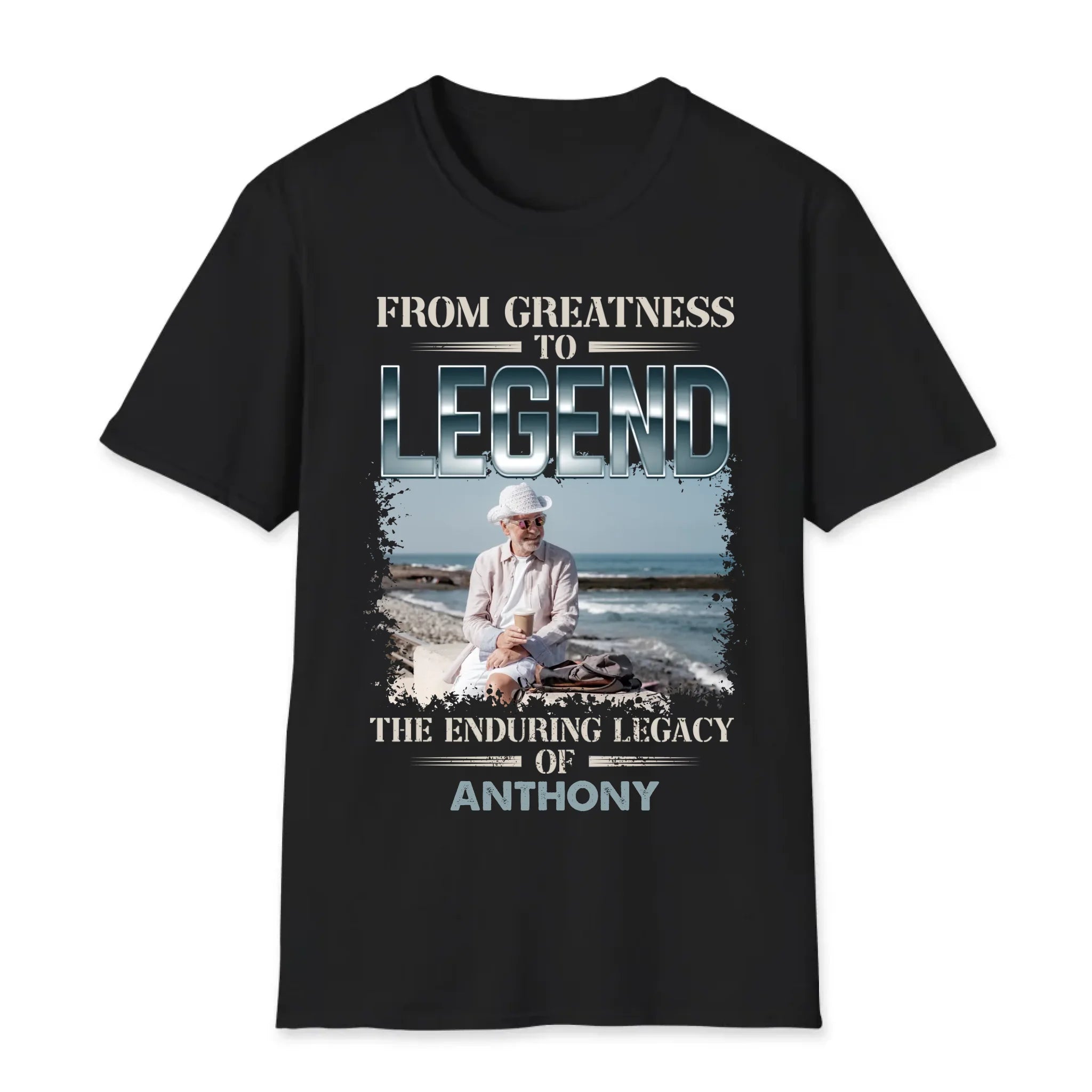 From Greatness To Legend - Custom Photo - Personalized Gifts For Grandpa - T-Shirt