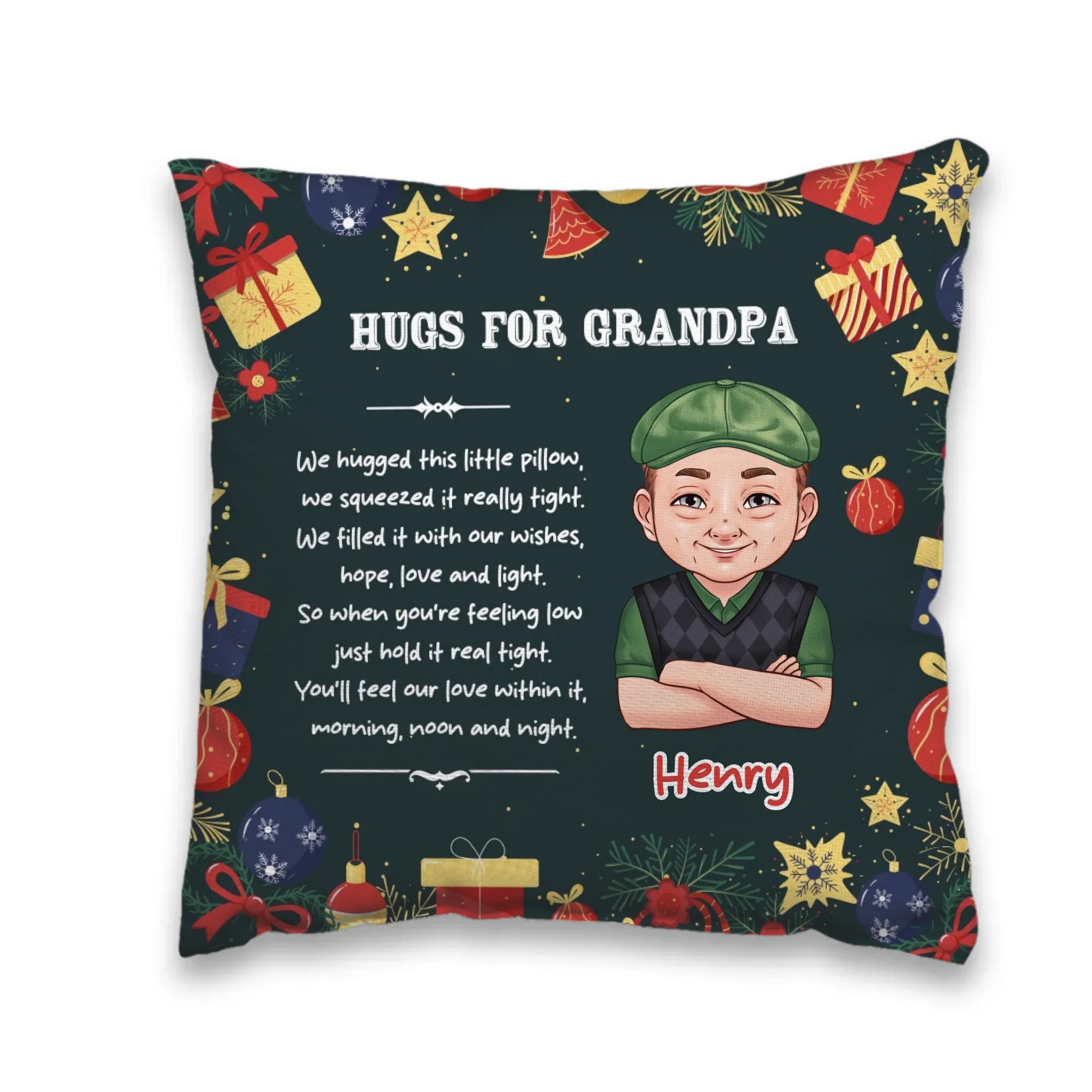 Hugs For Grandpa - Personalized Gift For Grandpa - Pillow