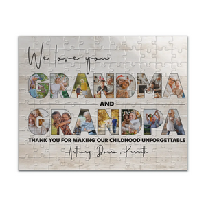We Love You Grandpa- Custom Photo - Personalized Gifts For Grandpa - Jigsaw Puzzle - PrintKOK