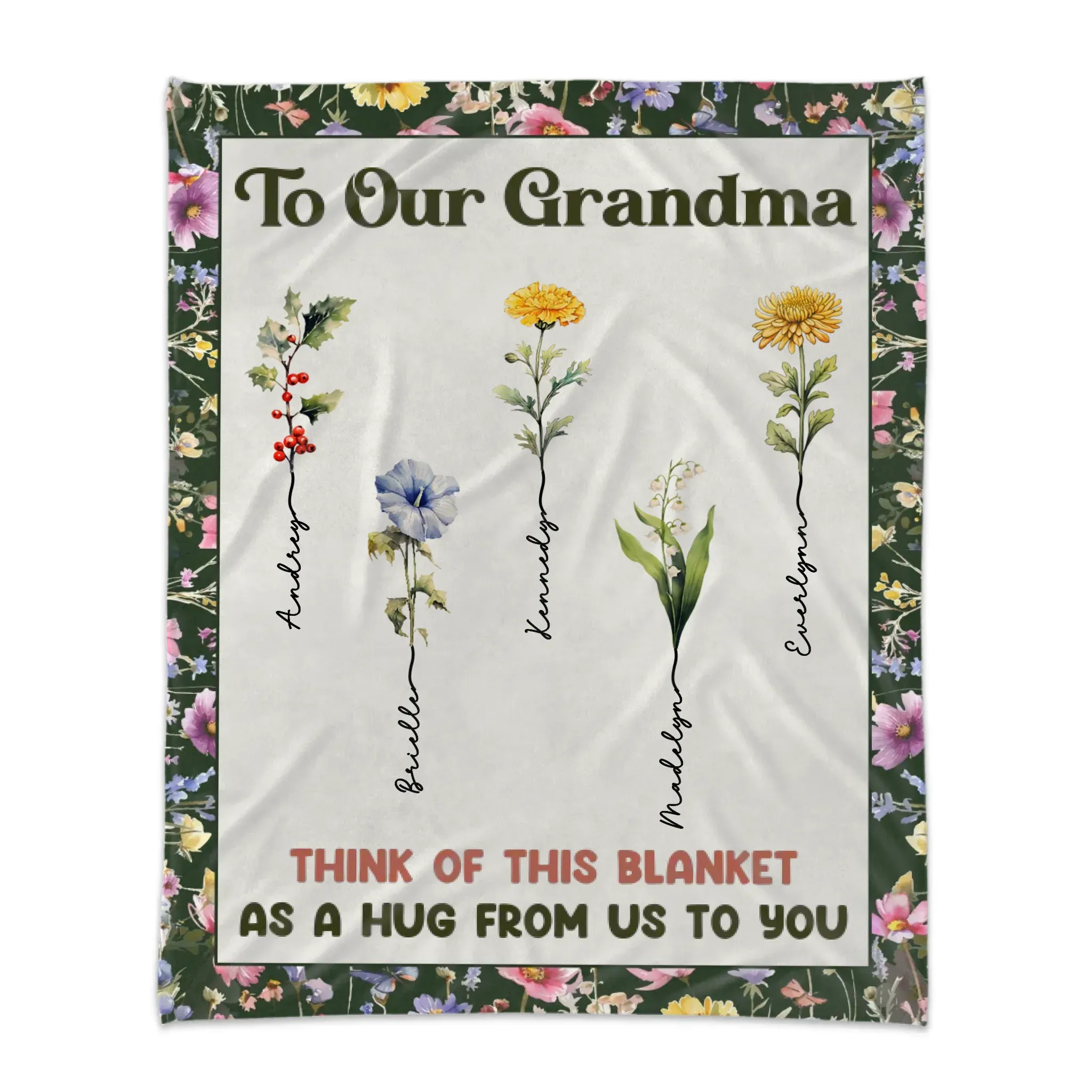 Think Of A Blanket As A Hug From Us To You - Personalized Gifts For Mom - Velveteen Plush Blanket