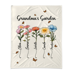 Grandma's Garden, Flowers Style - Personalized Gifts For Mom - Velveteen Plush Blanket - PrintKOK