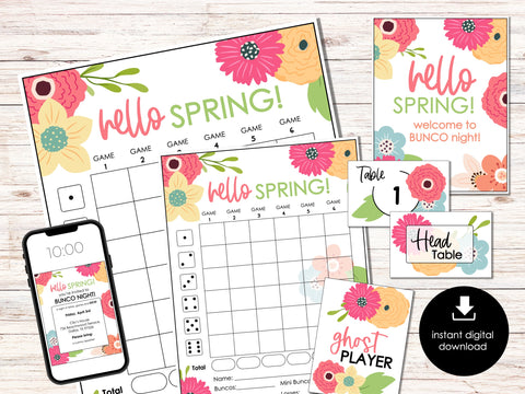 Hello Spring Printable Bunco Score Cards