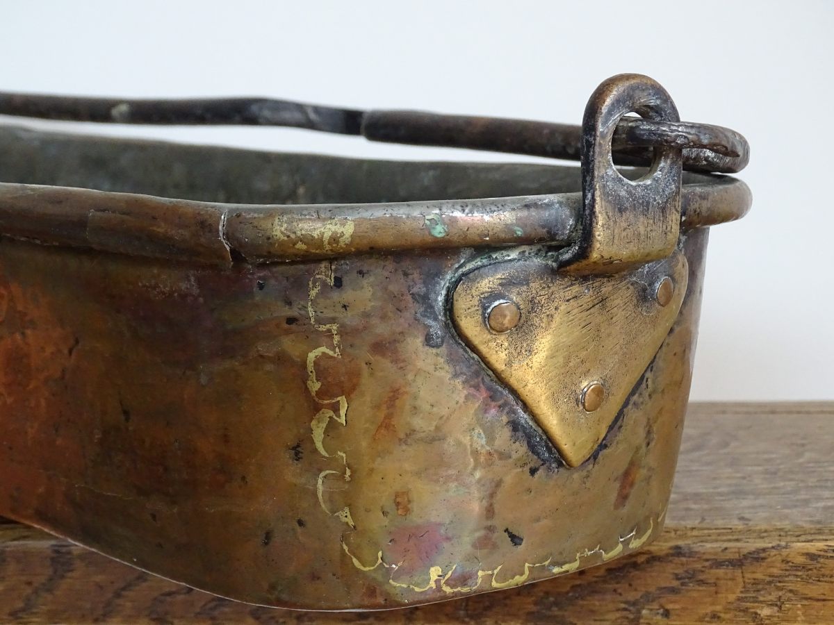 French antique copper poisonniere or fish kettle