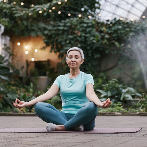 a woman meditating