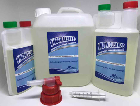 Benz window cleanze, performance additive for water fed pole (WFP) window cleaning systems