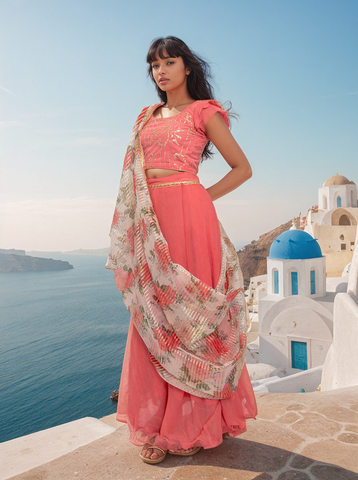 Pink Lehenga from the ‘EthnoChic’ Collection by Muvva’s Boutique