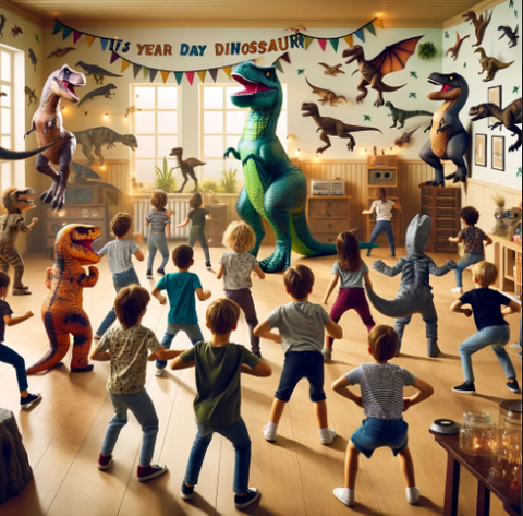 Dinosaur Freeze Dance Party Game